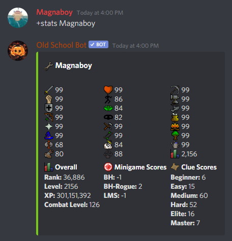 Checking the stats of a runescape account.